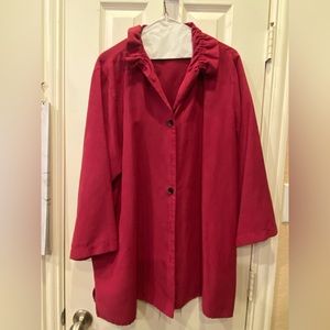 Women’s Caroline Rose pink faux suede blouse size 2x